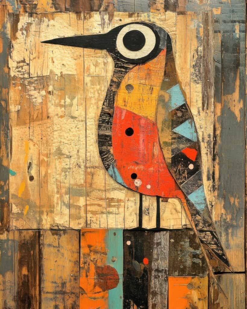 Bold Abstract Bird with Geometric Shapes