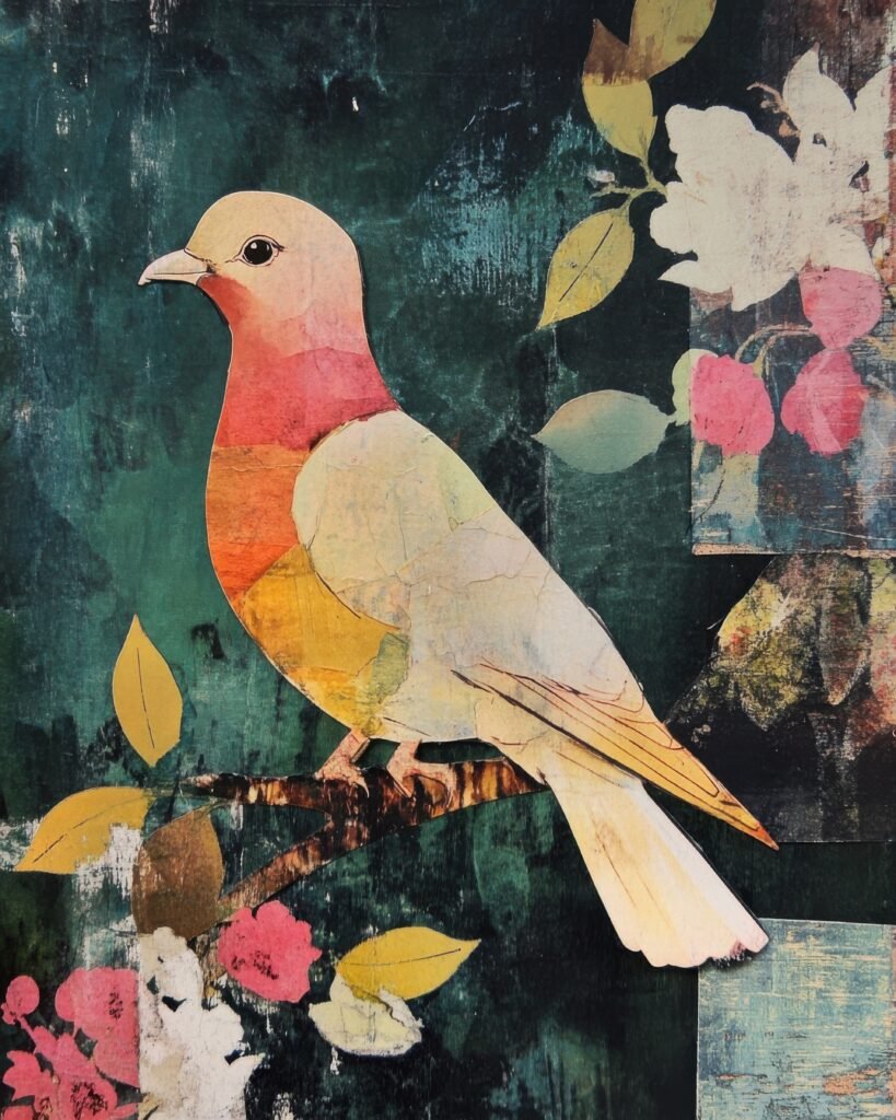 Dove with a Blush-Pink and Yellow Gradient