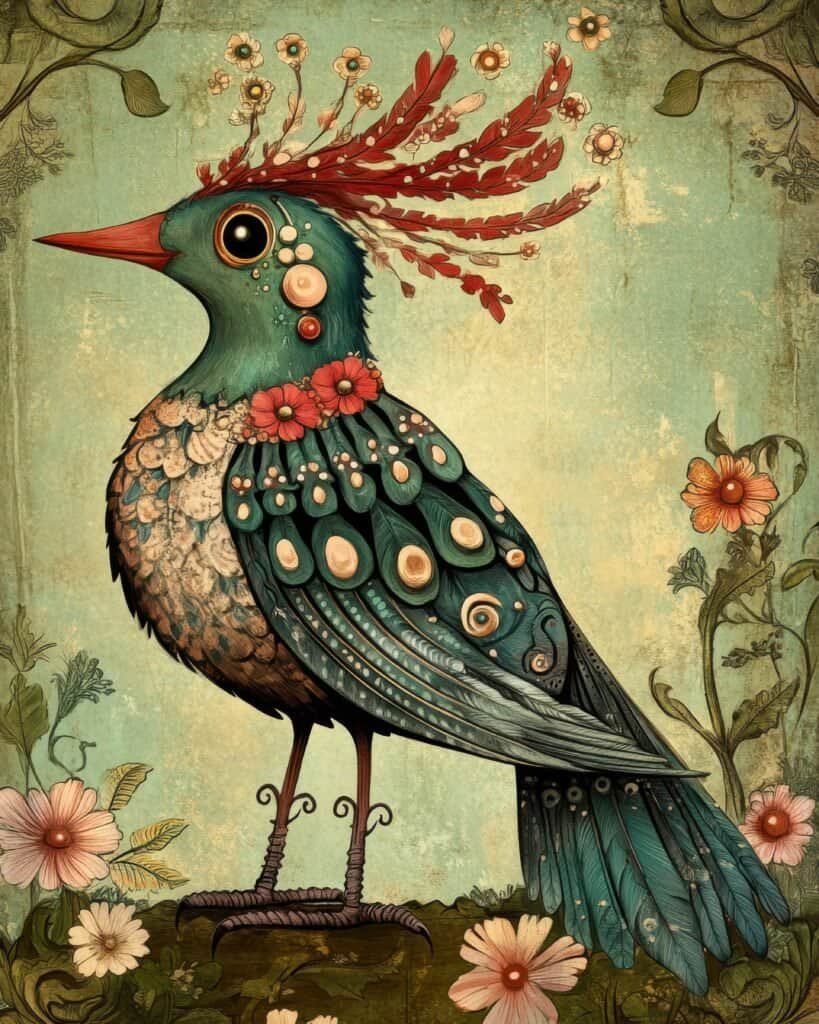 Fantasy Bird with Ornate Patterns