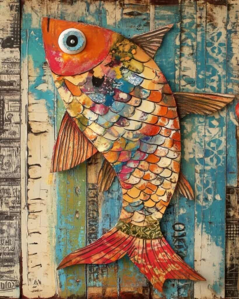 Layered Fish with Abstract Collage