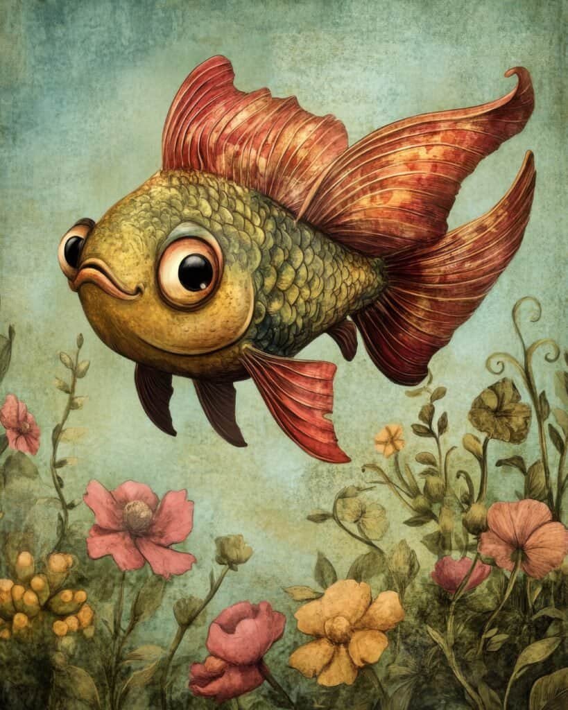 Charming Fish in a Floral Garden