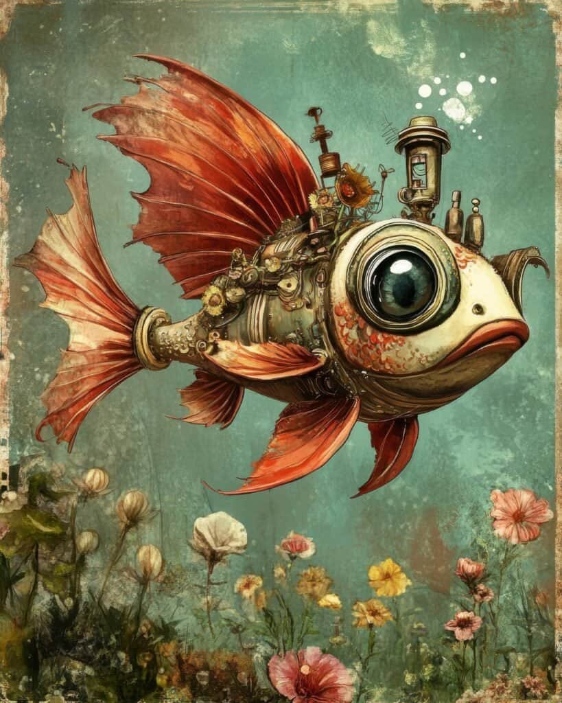 Steampunk Fish with Gears and Gadgets