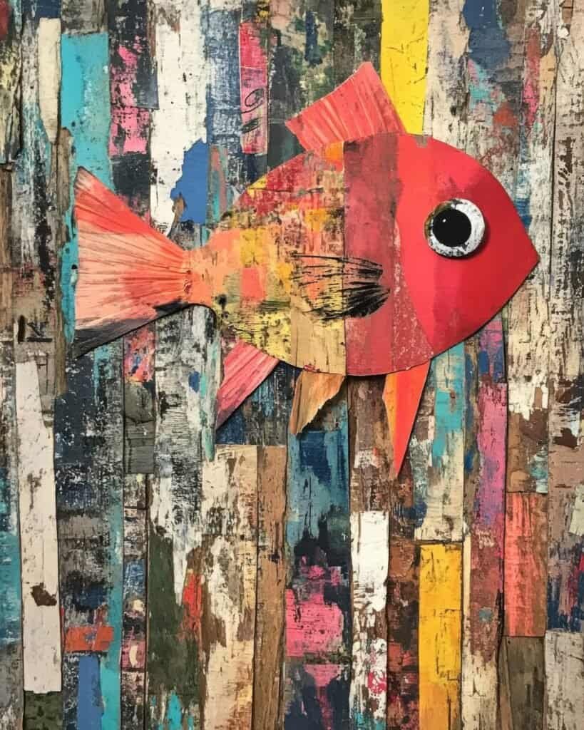 Patchwork Fish with Collage Patterns