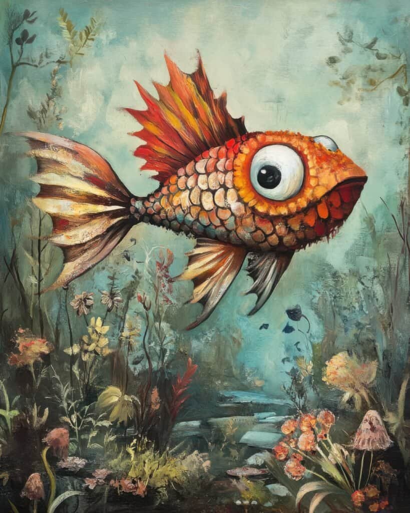 Whimsical Fish in a Floral Lagoon