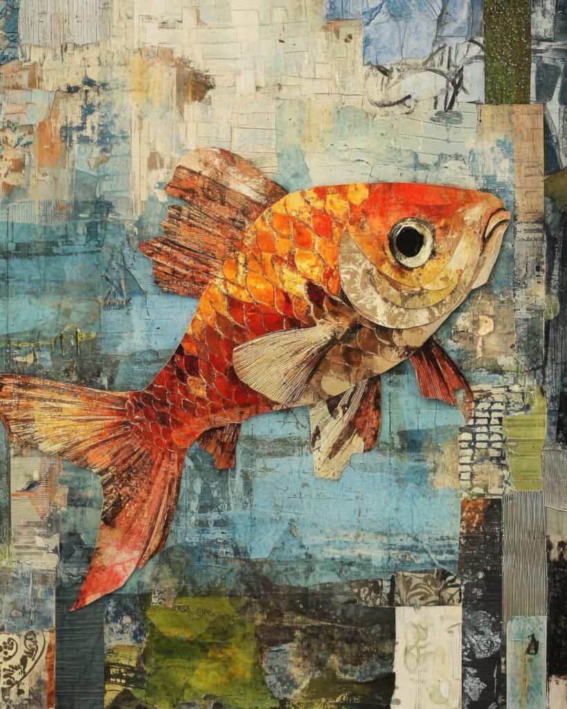 Realistic Fish with Vintage Map Details