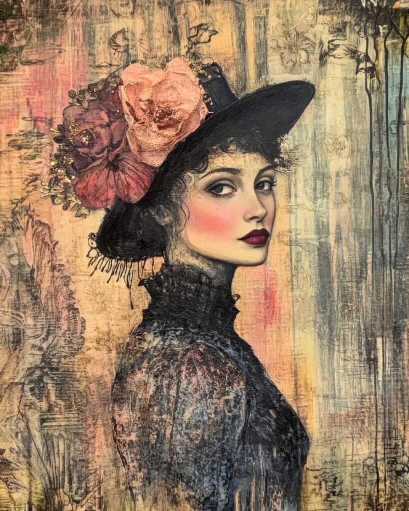 Victorian Lady with Floral Accents