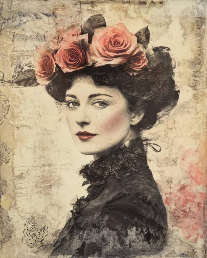 Victorian Lady with a Floral Crown