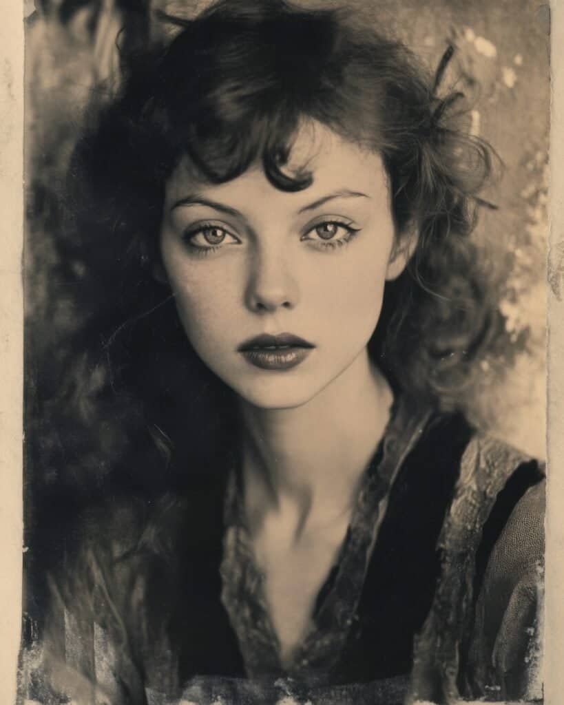 Dramatic Vintage Lady with Feathered Hat