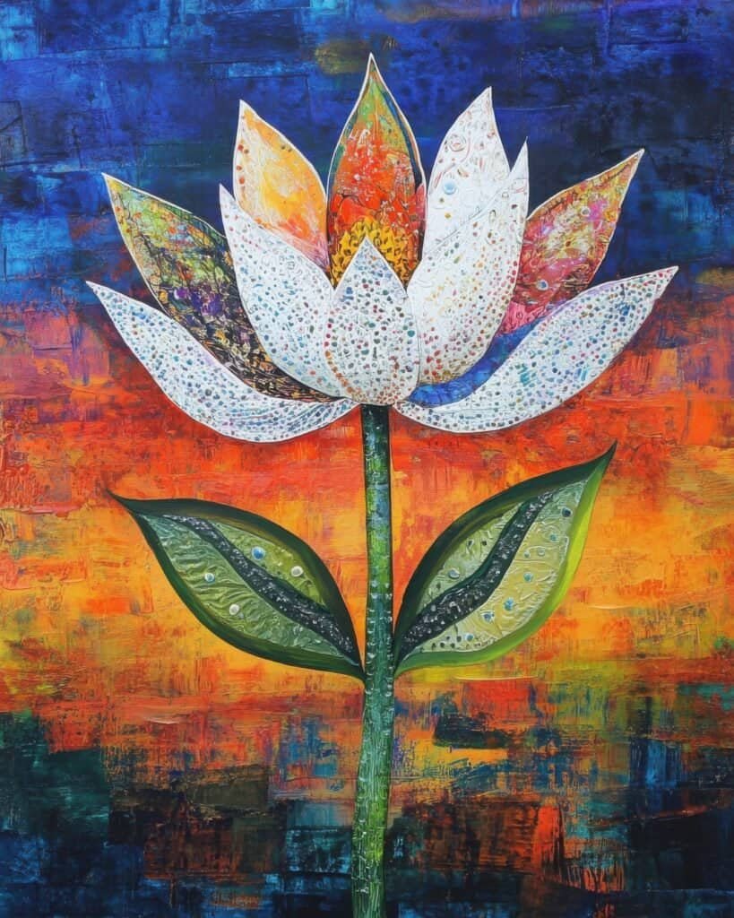 Prismatic Lotus on a Sunset Canvas