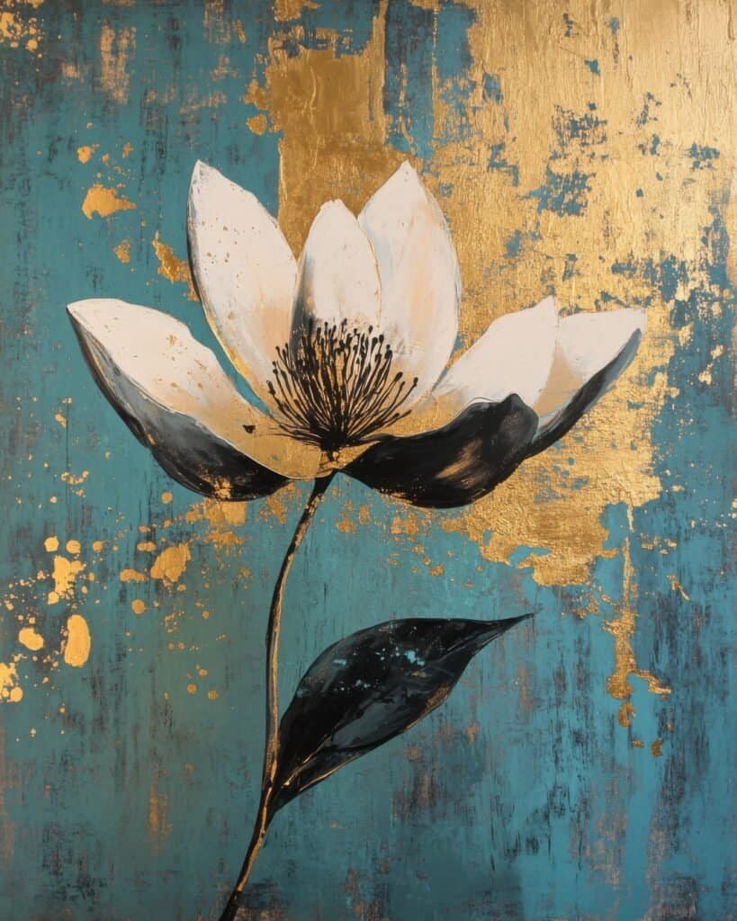 Minimalist White Lotus with Gold Accents