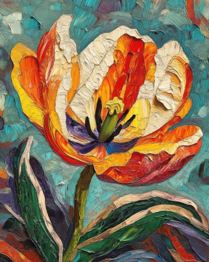 Impasto Tulip in Bright Hues