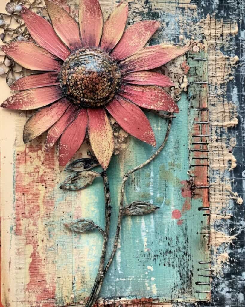 Textured Flower on Rustic Canvas