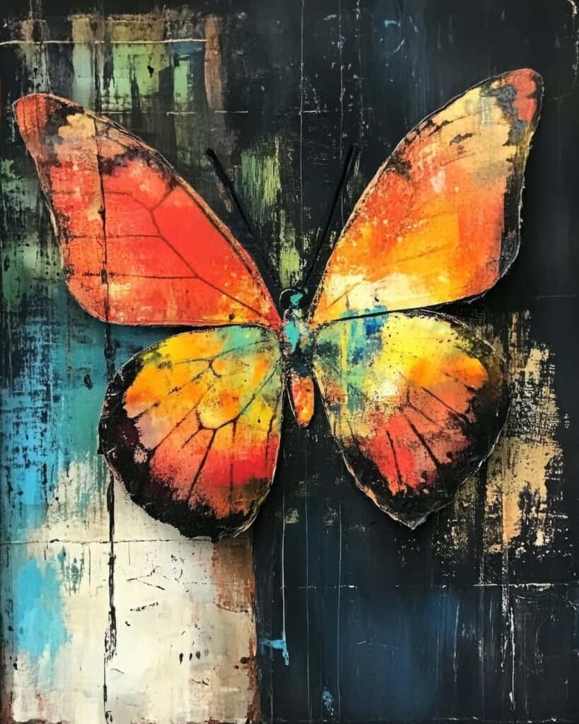 Vivid Butterfly with Grunge Details