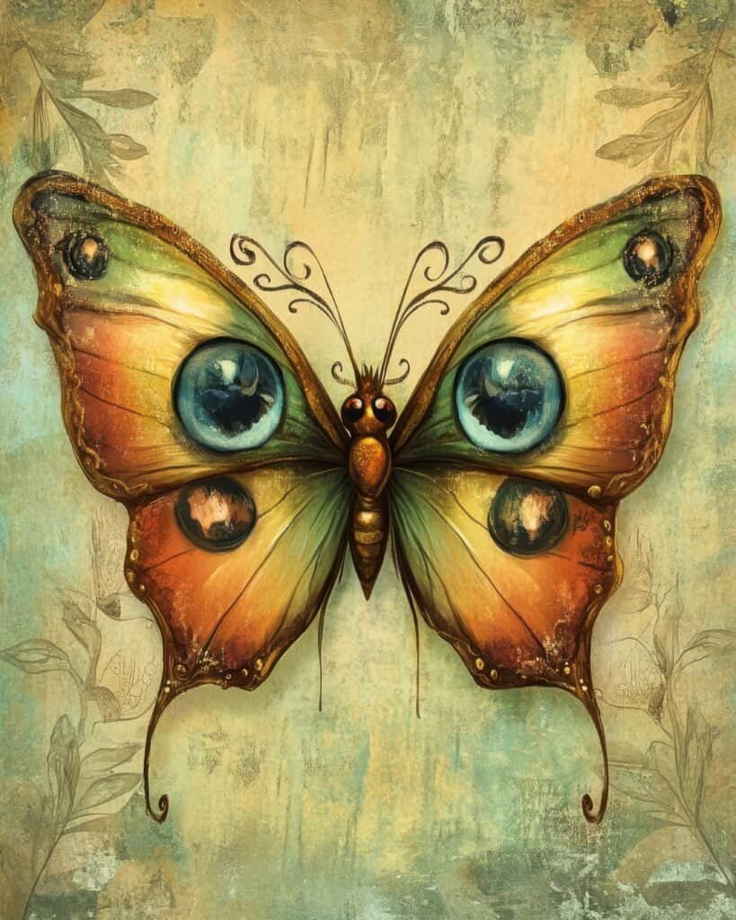 Butterfly with Surreal Blue Eyes on Wings