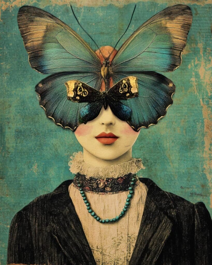 Vintage Portrait with Butterfly Mask