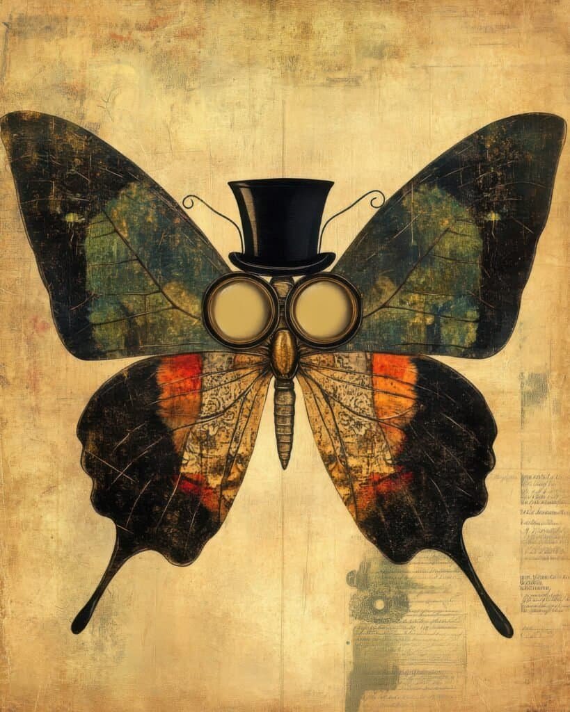 Dapper Butterfly with Top Hat and Goggles