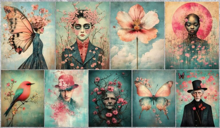 Ethereal Surreal Spring Digital Art Collection for Papercraft