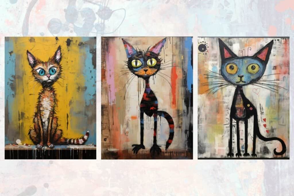 Free Whimsical Mixed-Media Cat Image