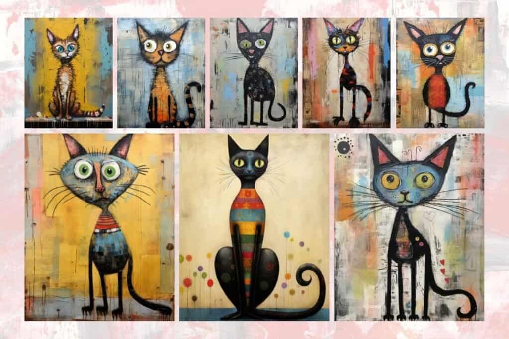 Free Whimsical Mixed-Media Cat Images