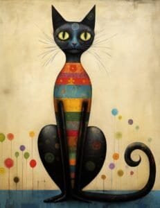 Striped Cat with Swirling Patterns