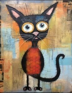 Black and Red Cat with Intense Eyes