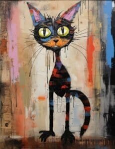 Dripping Paint Cat with Bright Eyes