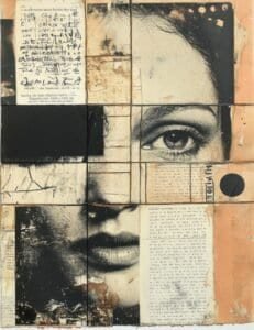 Fragmented Face with Sepia Tones