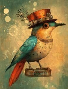 Elegant Steampunk Bluebird