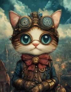 Steampunk Cat with Oversized Goggles