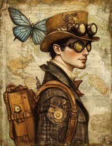 Steampunk Explorer with Butterfly Wings