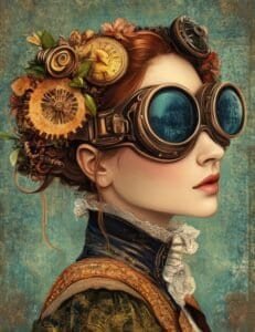Victorian Steampunk Woman with Oversized Goggles