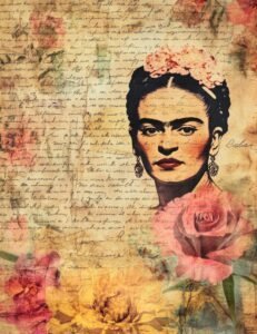 Frida Kahlo’s Portrait in a Floral Collage