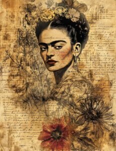 Frida Kahlo Vintage Ink Sketch