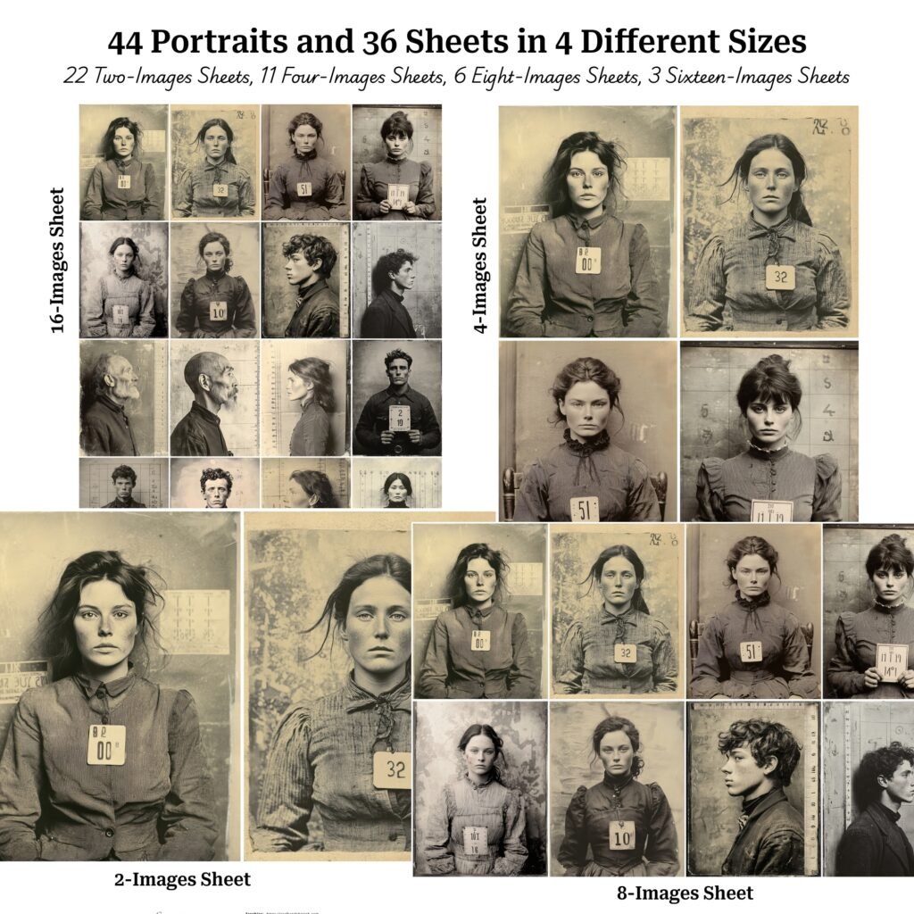 Vintage Criminal Prisoner Mugshot Images - Portraits 