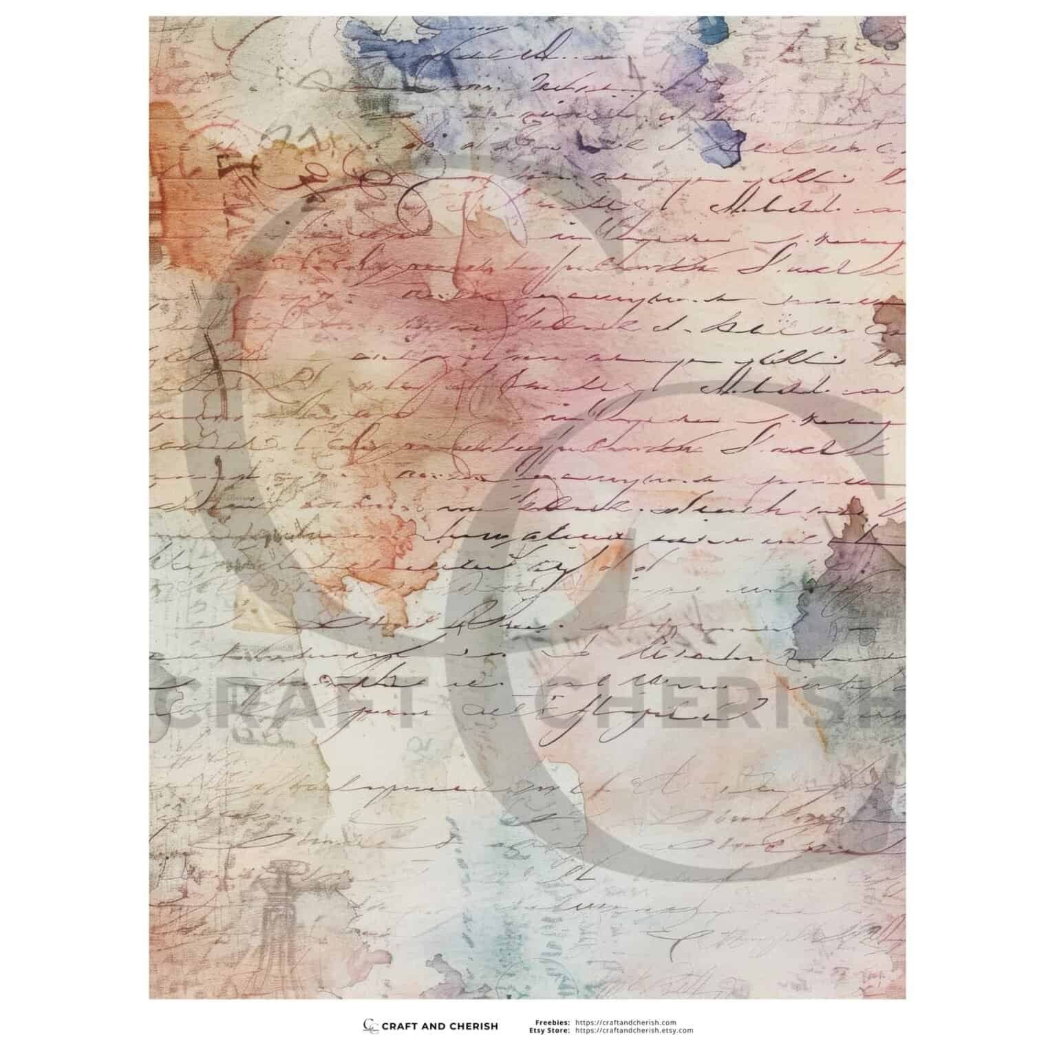 24 Vintage Soft Pastel Script Background Paper Images, Junk Journal ...