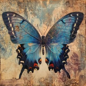 Blue butterfly collage