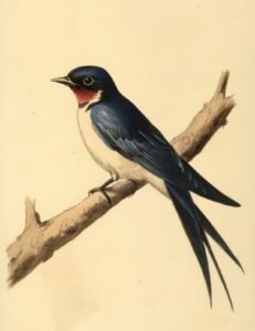 Swallow with Crimson Throat