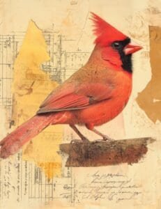 Cardinal with Manuscript Texture