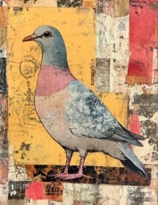 Urban Dove on Patchwork Background