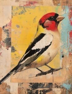 Scarlet-Capped Finch with Yellow Wing