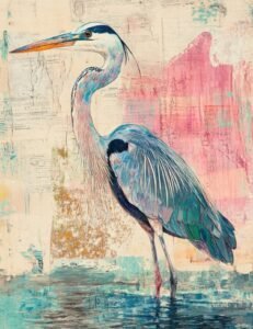 Tall Heron with Water Reflection