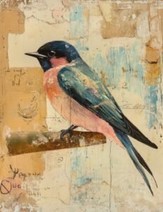 Teal and Salmon Swallow