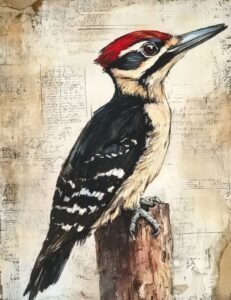 Bold Woodpecker on Bark