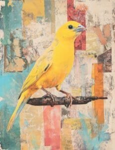 Sunshine Yellow Finch with Striped Patches