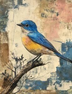 Blue and Amber Songbird