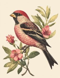 Pink Finch and Soft Blossoms