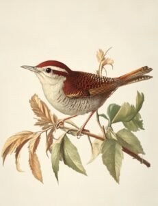 Wren on Autumn Leaves