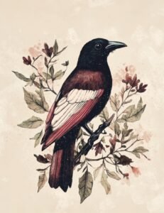 Burgundy-Black Songbird