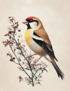 Golden Finch on Wildflowers