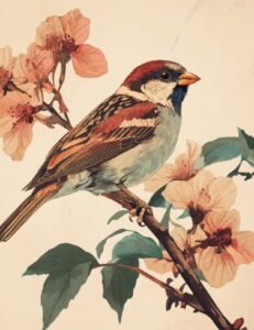 Cherry Blossom Sparrow